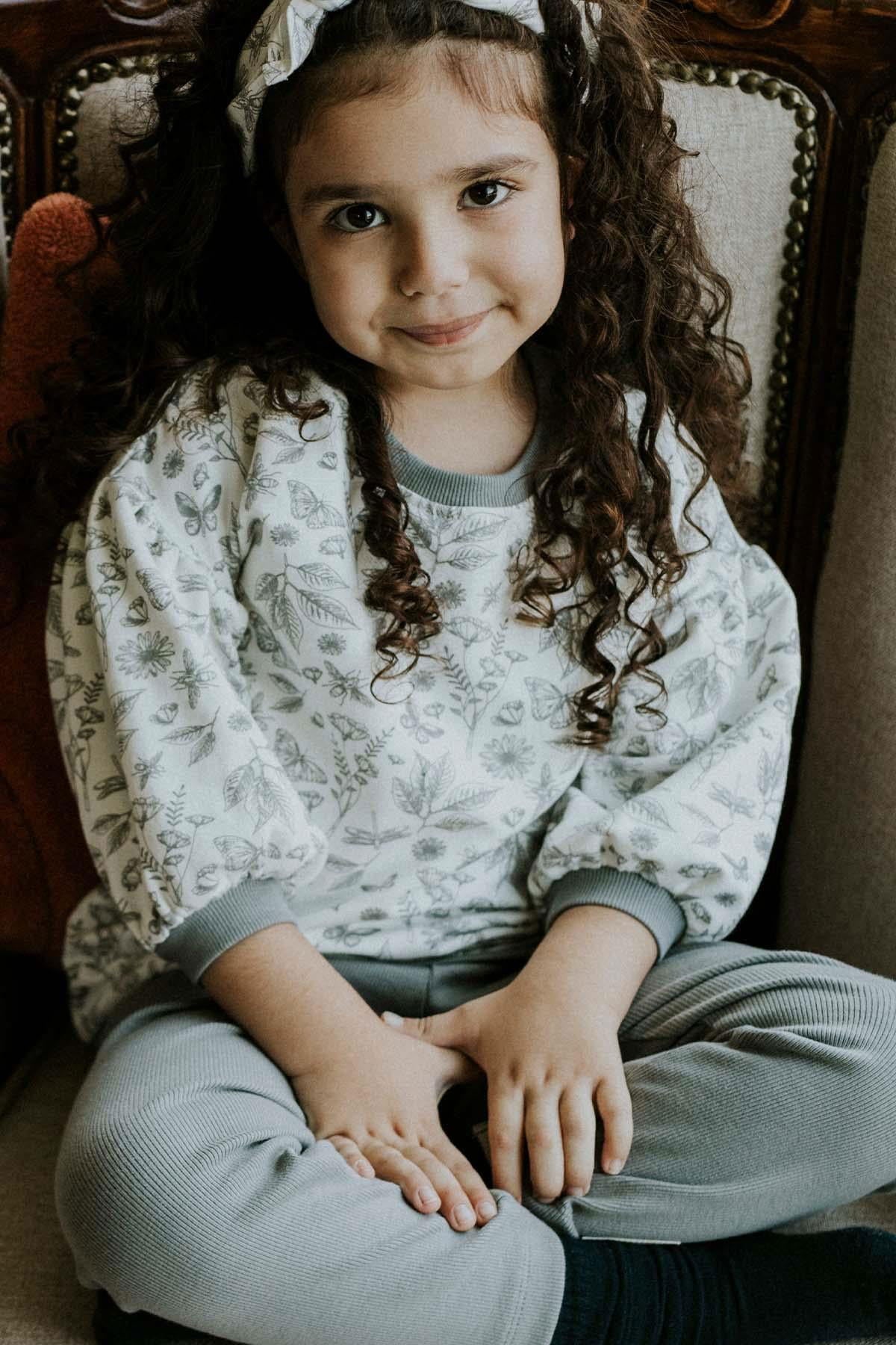 Balon Kollu Sweat Çocuk Orenda Beyaz Organik Pamuk - Riki Baby&Kids