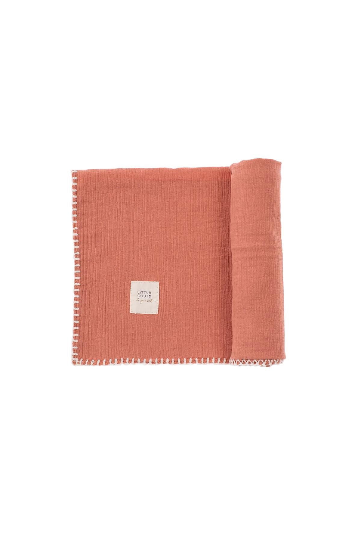 Bebek Müslin Bezi Örtü Organik Pamuk Pembe 75 cm - Riki Baby&Kids