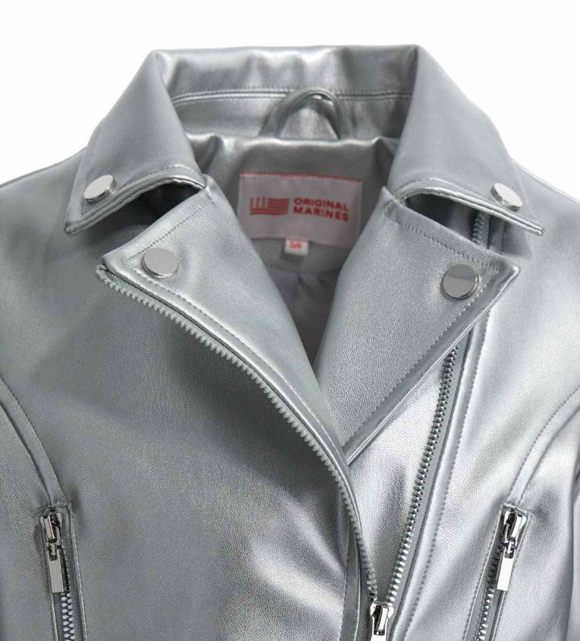 Original Marines Suni Deri Biker Ceket