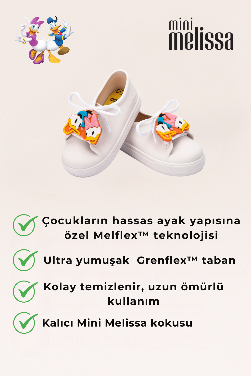 Mini Melissa HIP Mickey & Friends Beyaz Çocuk Sneaker Ayakkabı