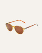 LOOKlight Santorini Daisy bal rengi unisex güneş gözlüğü, çapraz görünüm: köşeli çerçeve