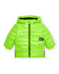 Tuc Tuc Erkek Çocuk Neon Yeşil Puffer Mont – Kapüşonlu, Yazılı Grafik Baskılı