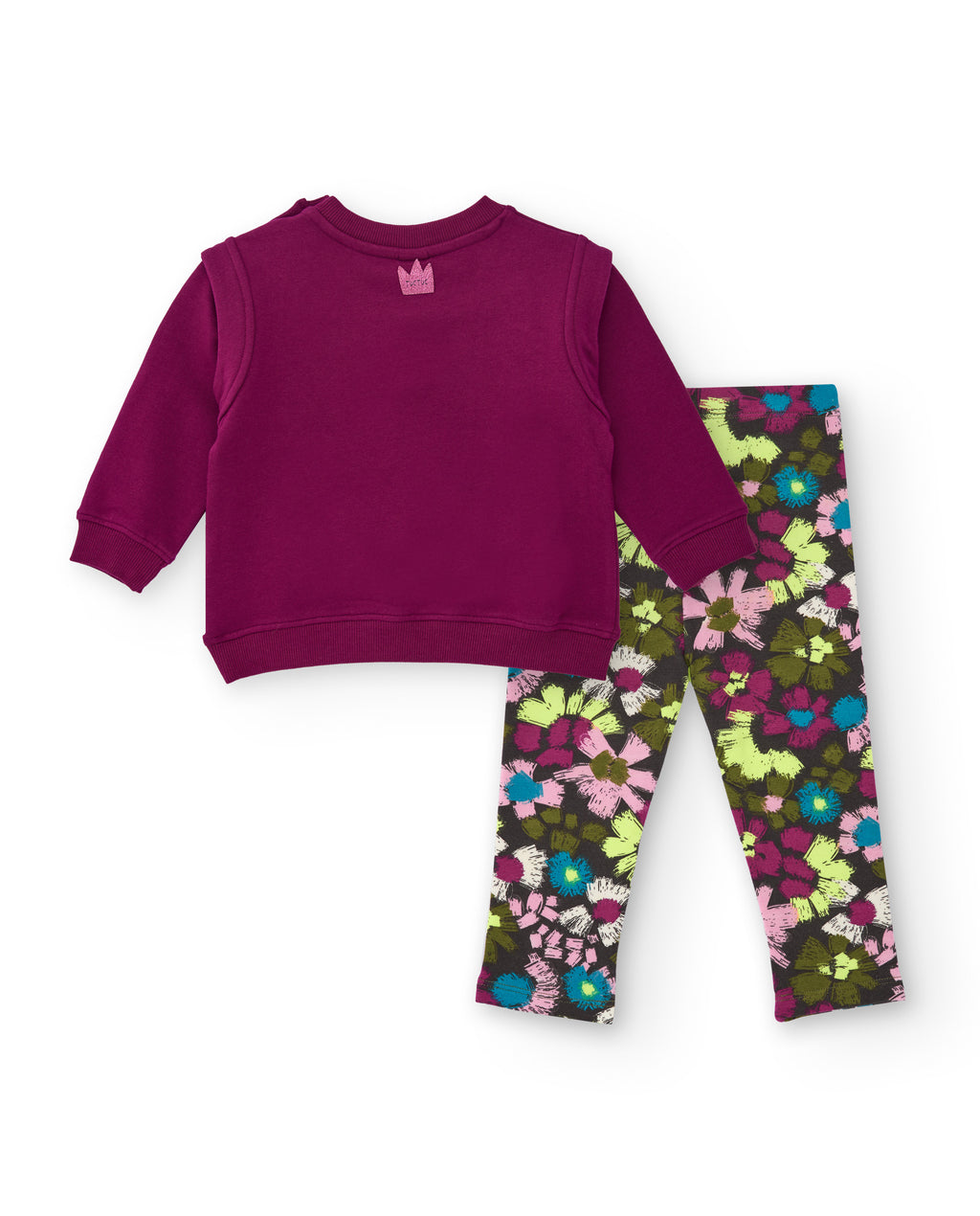 Tuc Tuc kız çocuk takım arka görünüm – bordo sweatshirt ve çiçek desenli tay