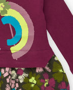 Tuc Tuc kız çocuk bordo sweatshirt elbise çiçek desenli etek düğme detayı