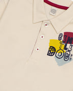 Tuc Tuc ekru polo yaka erkek çocuk sweatshirt – Gentle Dog yazı ve dedektif köpek baskı detayı