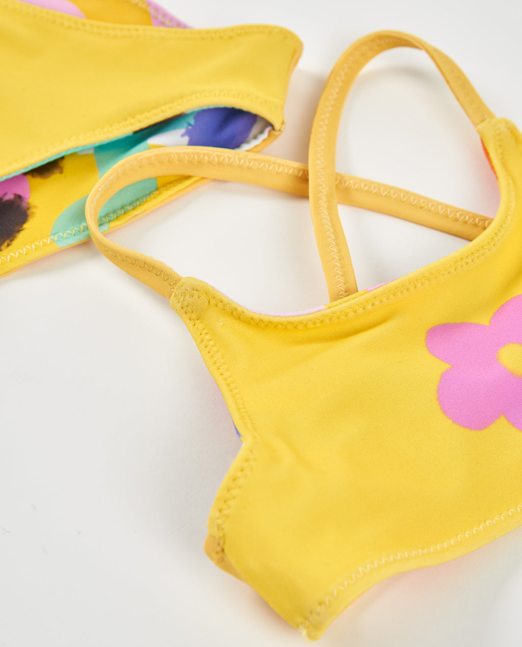 Tuc Tuc Kız Çocuk Çift Taraflı Soyut Desenli Bikini Takımı — Sarı & Multicolor (2-7 Yaş)
