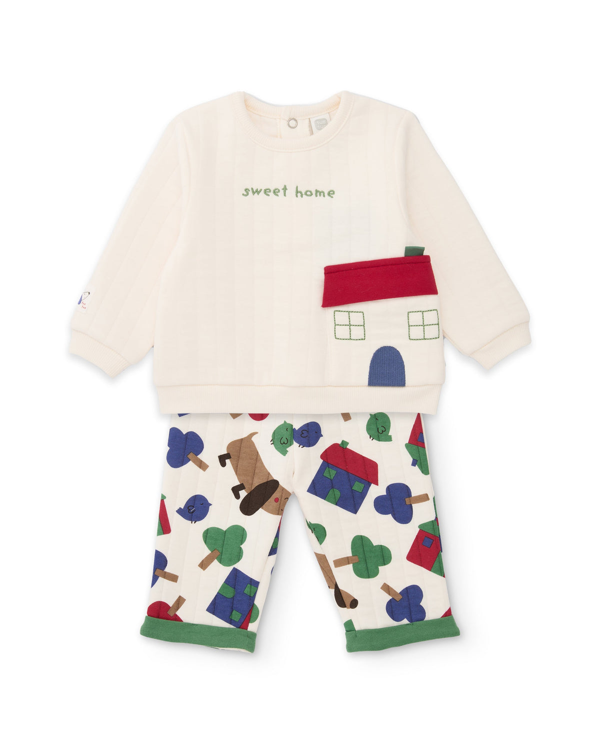 Tuc Tuc ev desenli peluş bebek takımı krem - önden görünüm