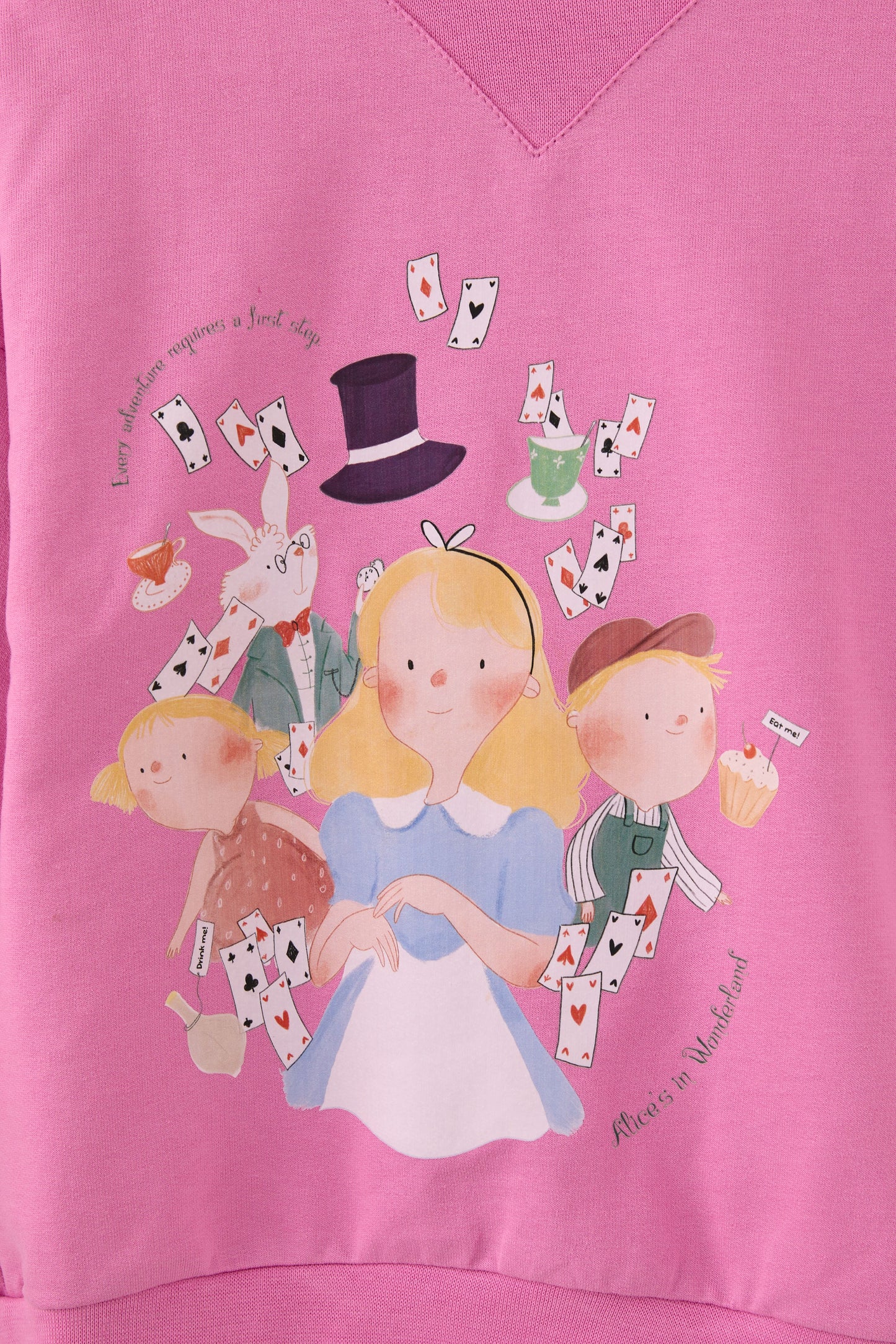 Kız Bebek Alice Desenli Pembe Pamuk Sweatshirt Takım - Riki Baby&Kids