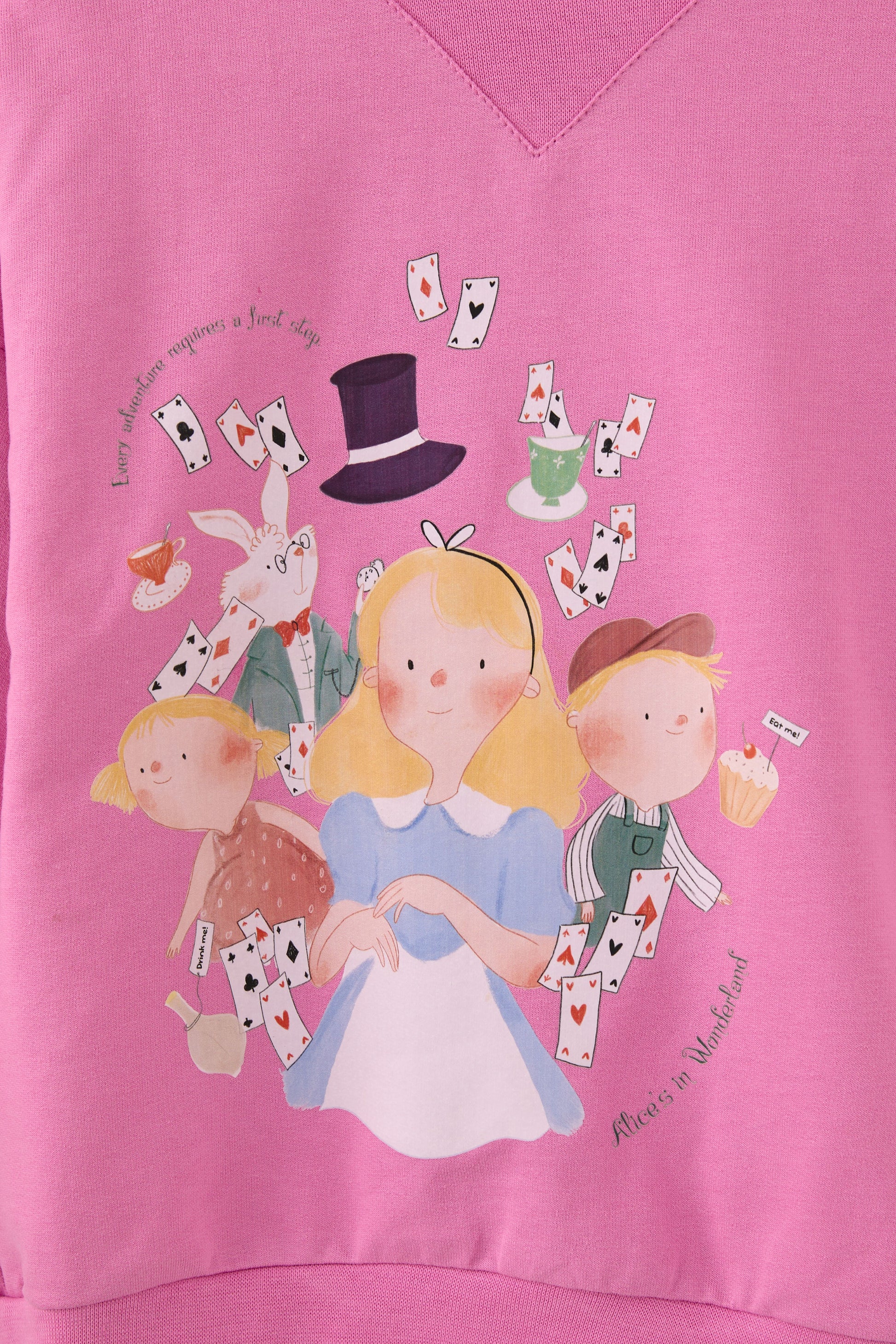 Kız Bebek Alice Desenli Pembe Pamuk Sweatshirt Takım - Riki Baby&Kids