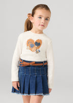 Mayoral 4906 Kemerli Pileli Denim Etek