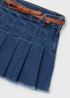 Mayoral 4906 Kemerli Pileli Denim Etek