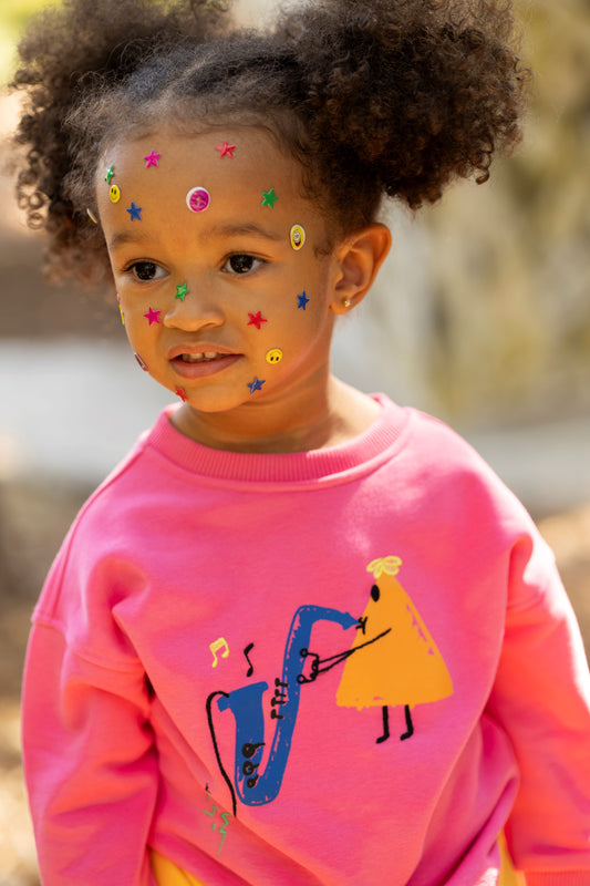 Musician Triangle Sweatshirt - Pink - Riki Baby&Kids