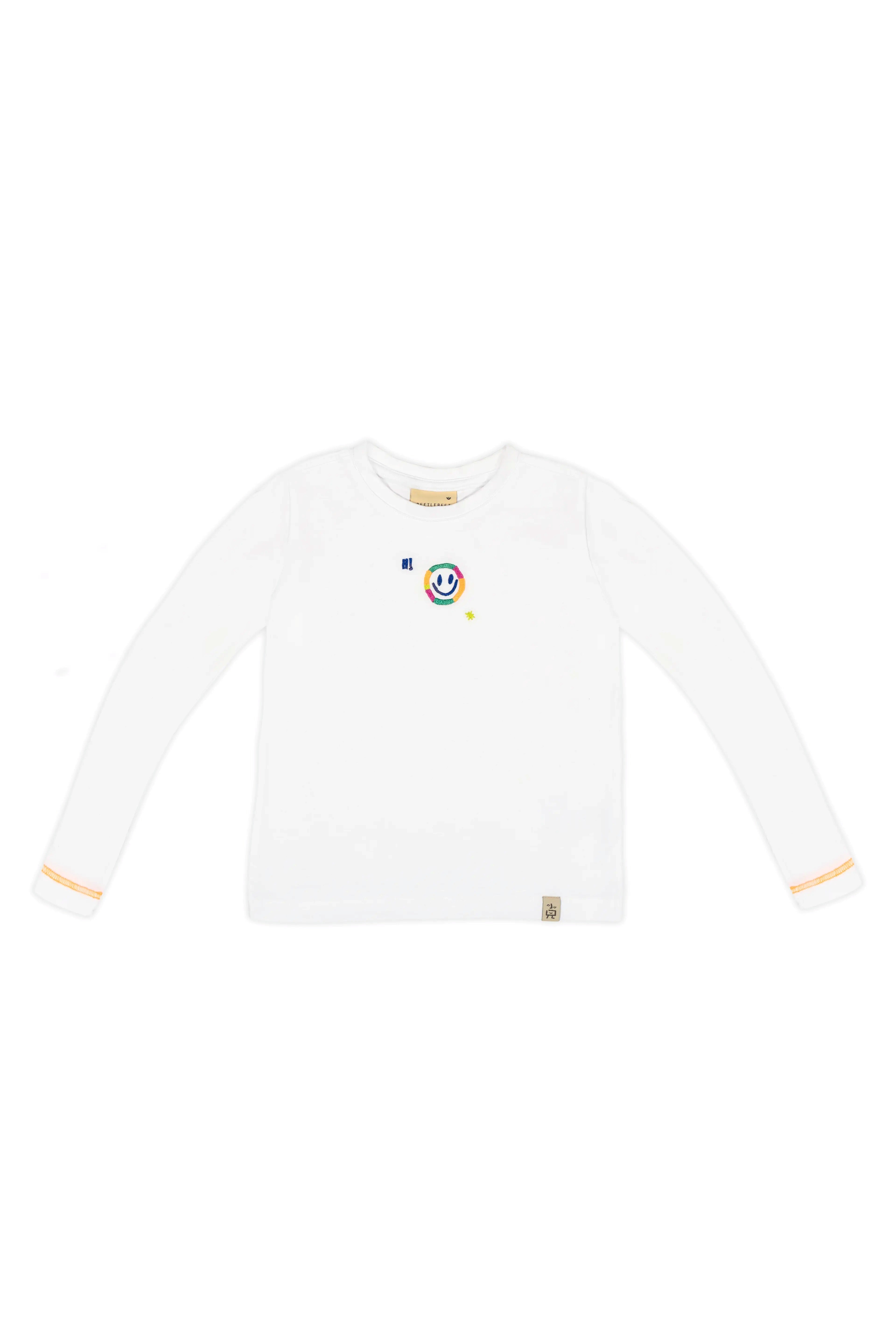Hi Smiley Uzun Kollu T-Shirt – Beyaz