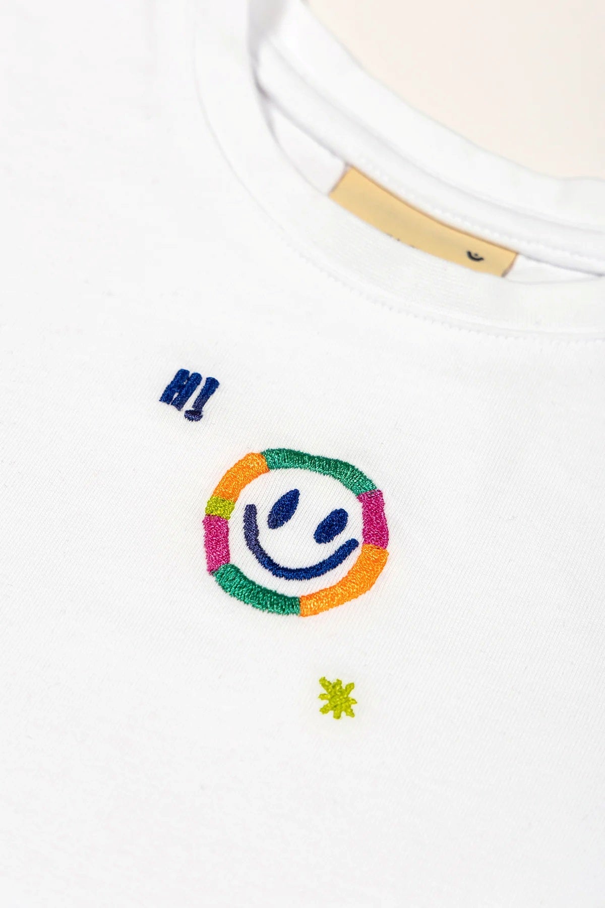 Hi Smiley Uzun Kollu T-Shirt – Beyaz