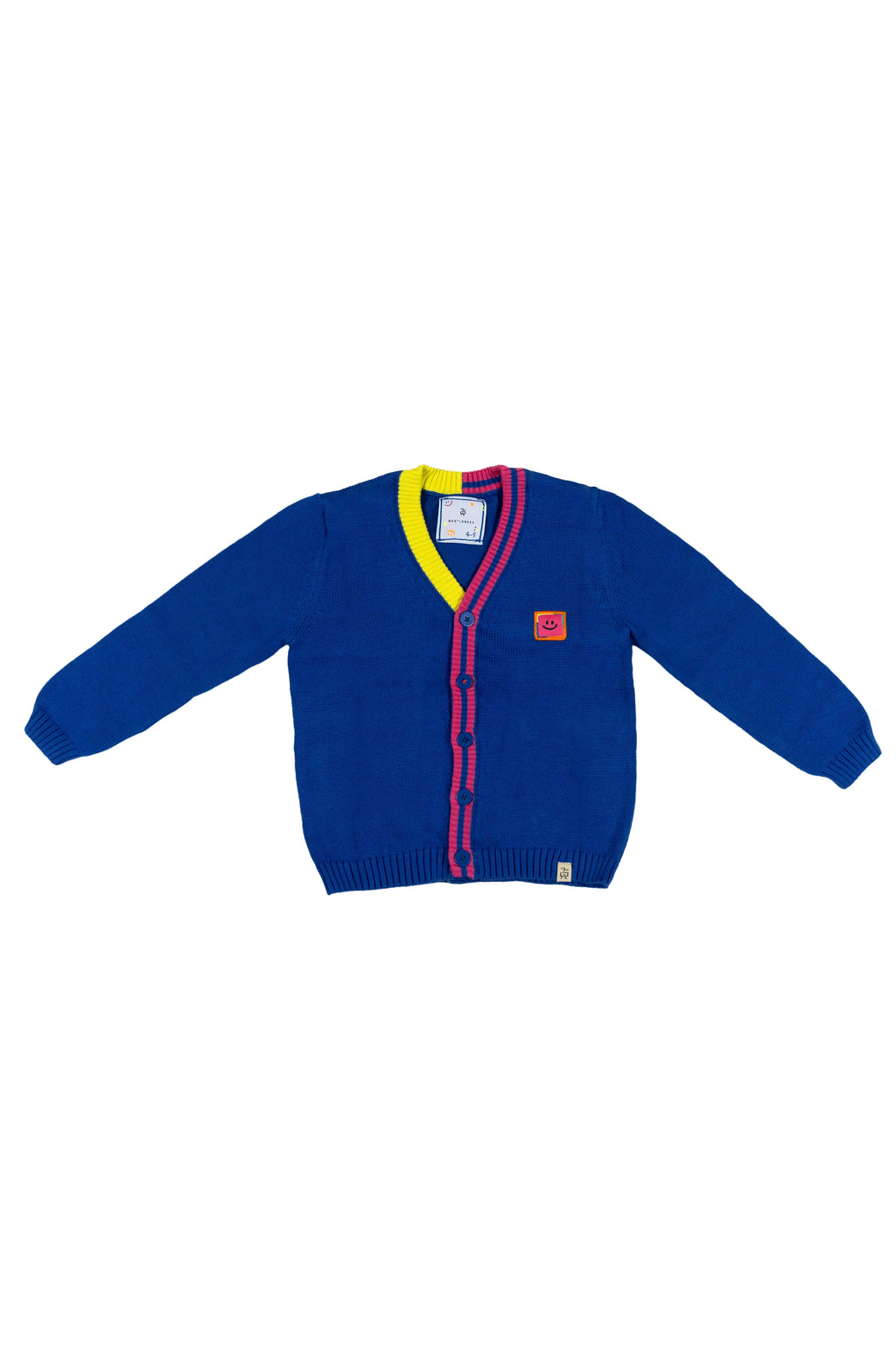 Stripes Triko Ceket – Mavi Pembe & Lime Biyeli Çocuk Hırka