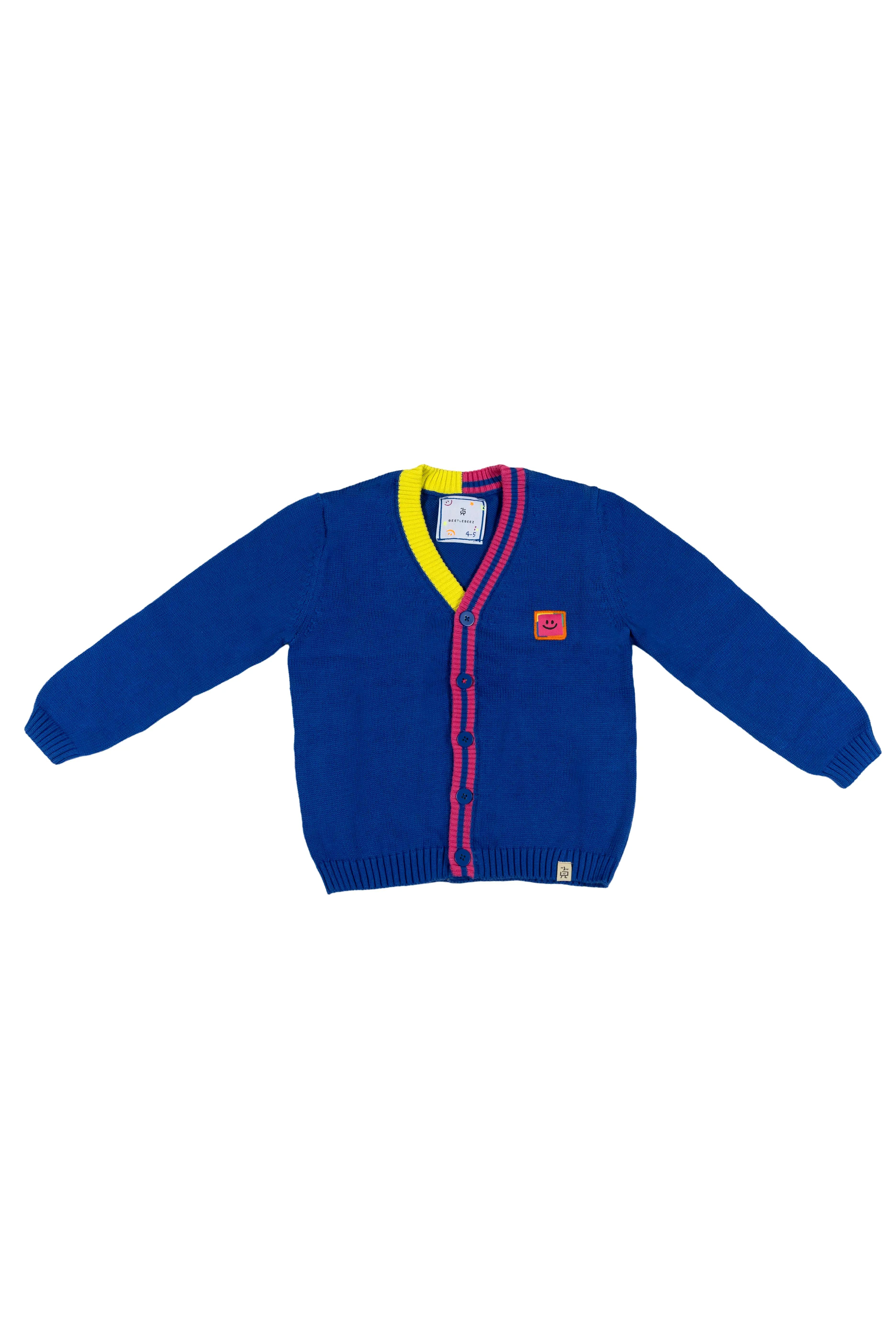 Stripes Triko Ceket – Mavi Pembe & Lime Biyeli Çocuk Hırka