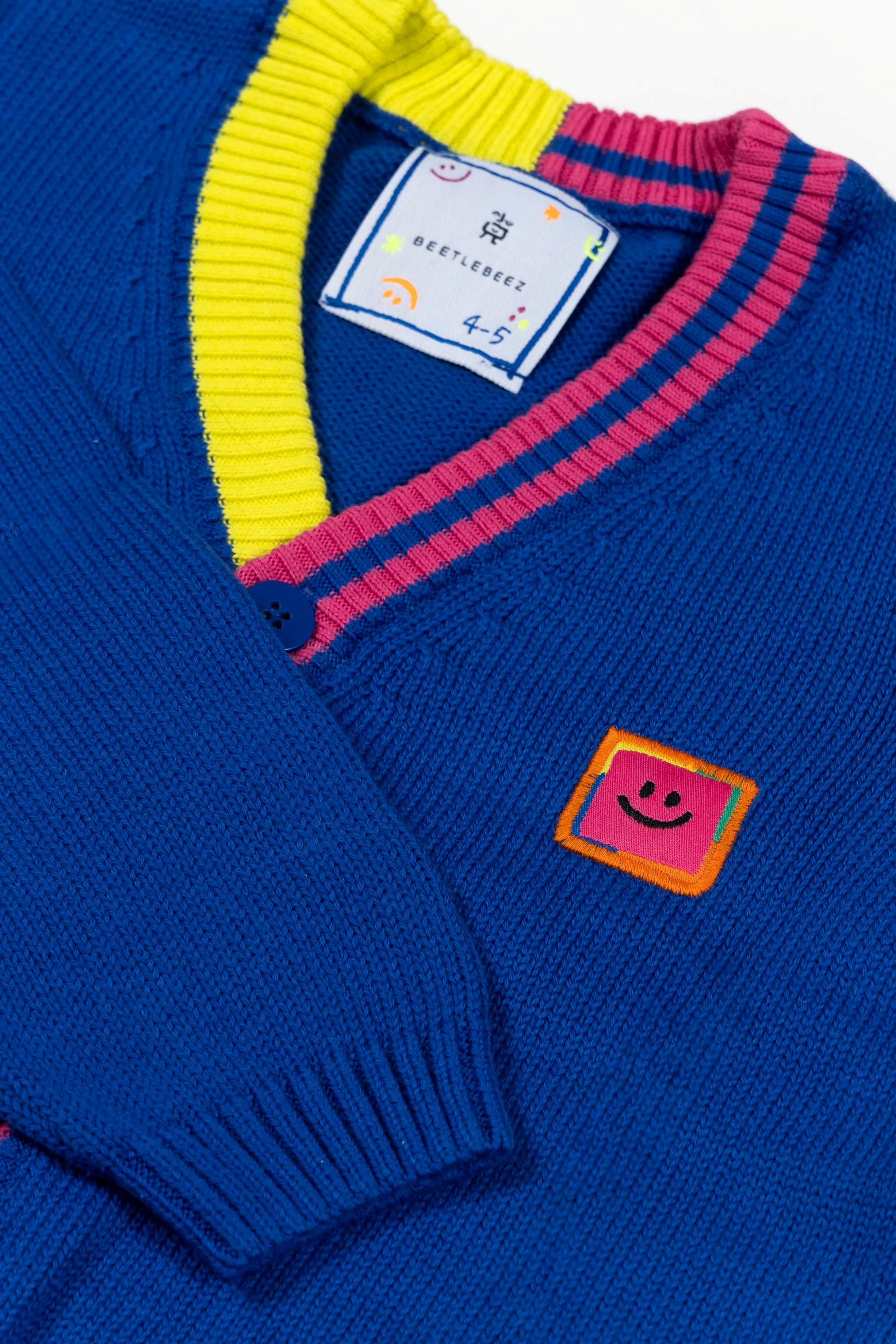 Stripes Triko Ceket – Mavi Pembe & Lime Biyeli Çocuk Hırka