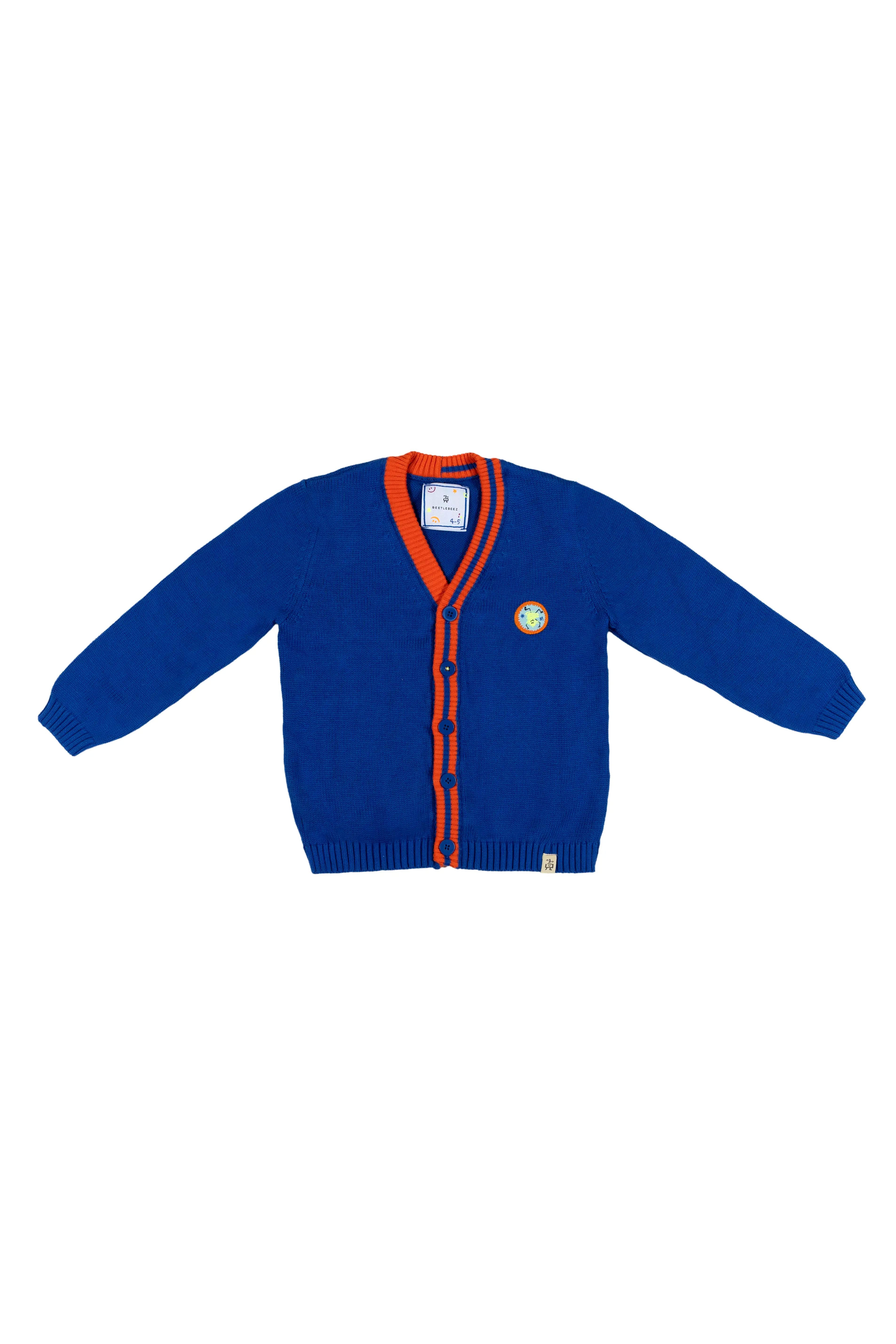 Stripes Triko Ceket – Mavi & Turuncu Biyeli