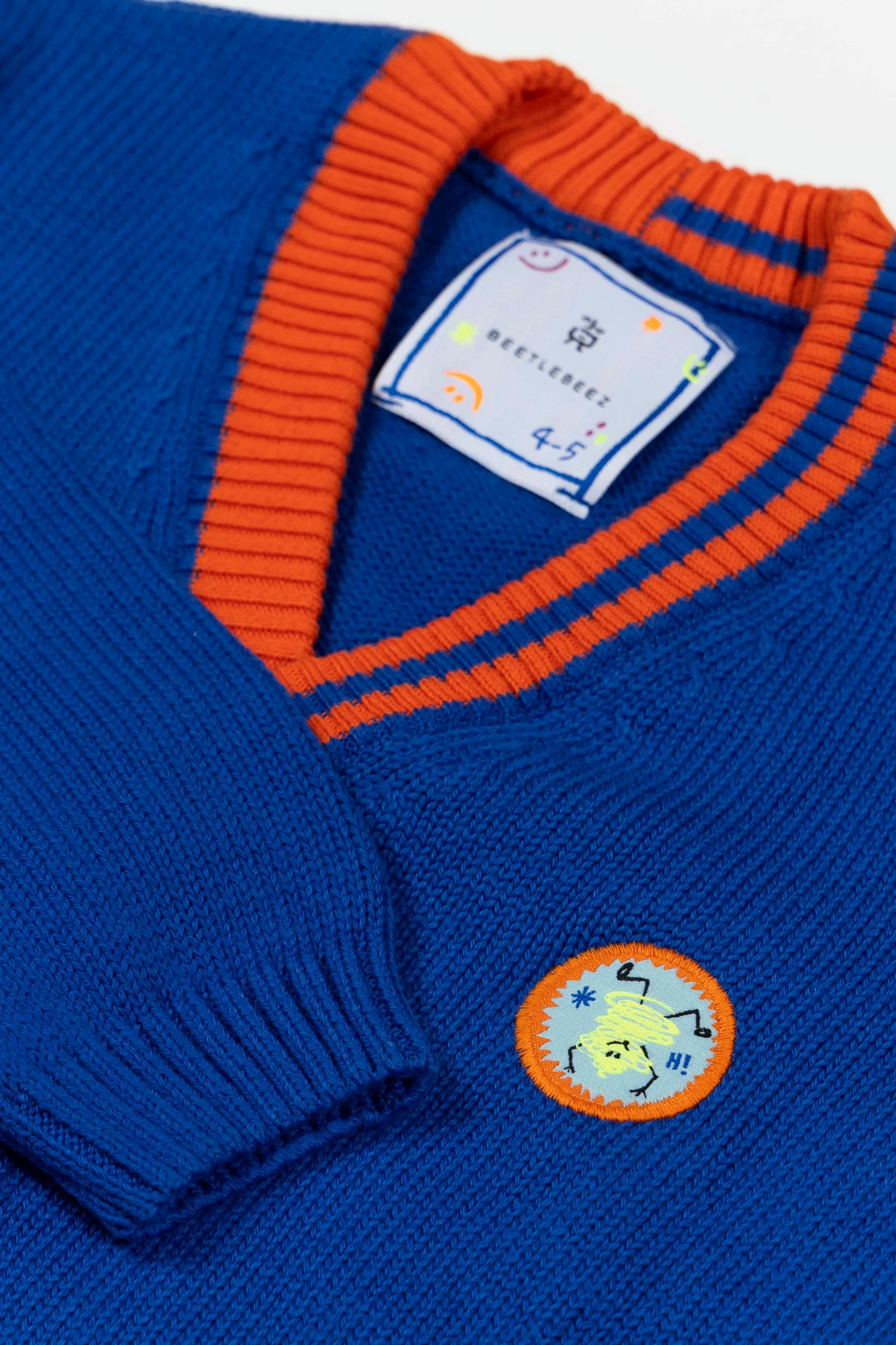 Stripes Triko Ceket – Mavi & Turuncu Biyeli