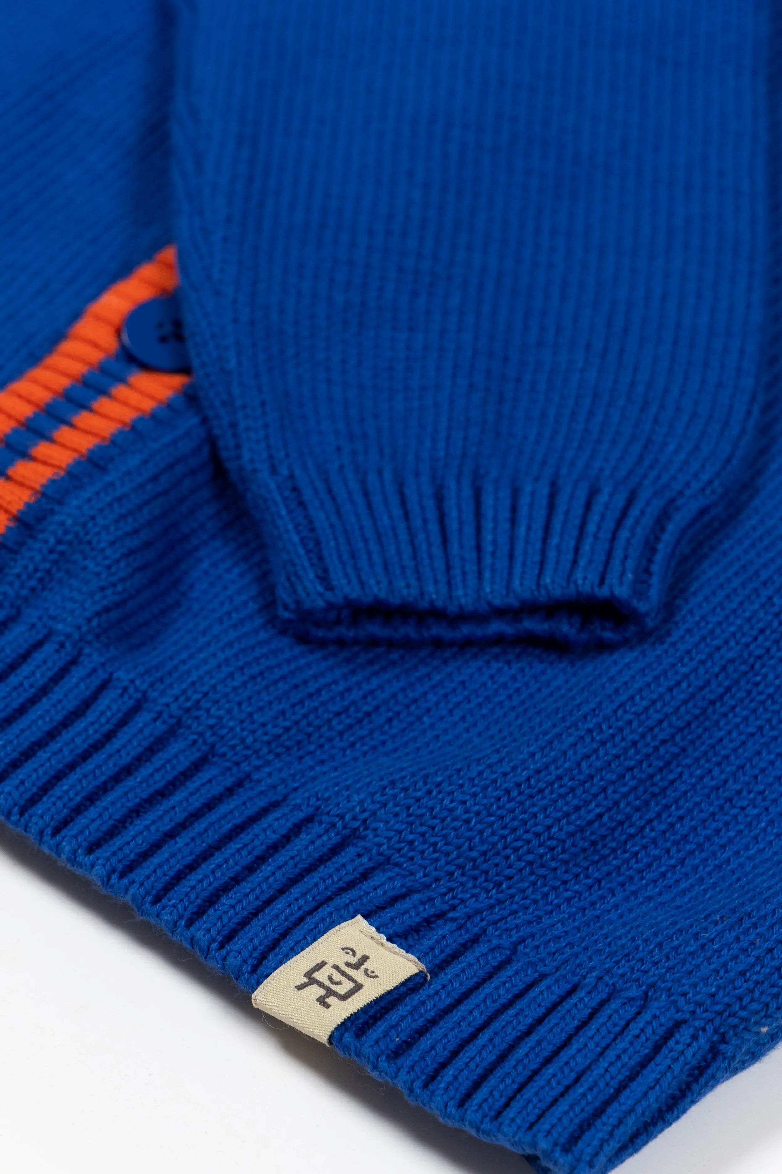 Stripes Triko Ceket – Mavi & Turuncu Biyeli