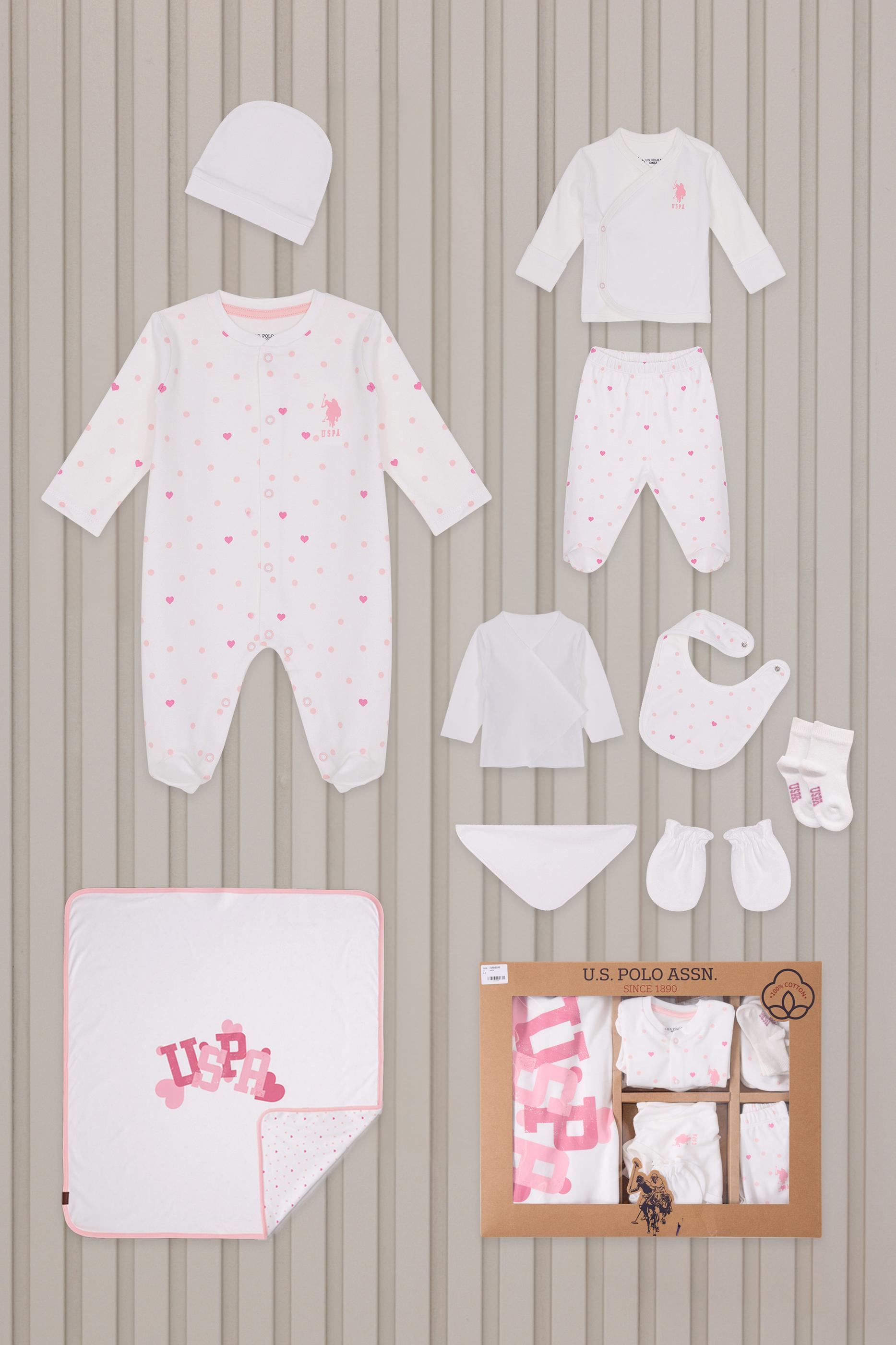 US Polo Kız Bebek Beyaz Hastane Çıkışı 10'lu Set
