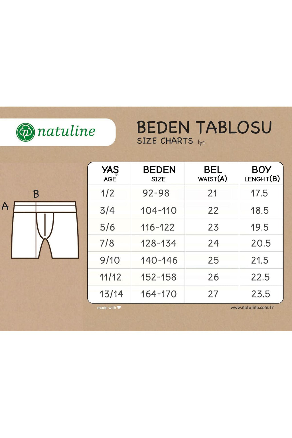 Natuline 3512 Organik Pamuklu Likralı Boxer Basketball Game 3'lü Paket