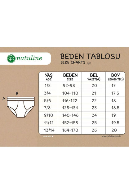 Natuline 5815 Kız Çocuk Empirme Love 3'lü Likralı Külot - Riki Baby&Kids