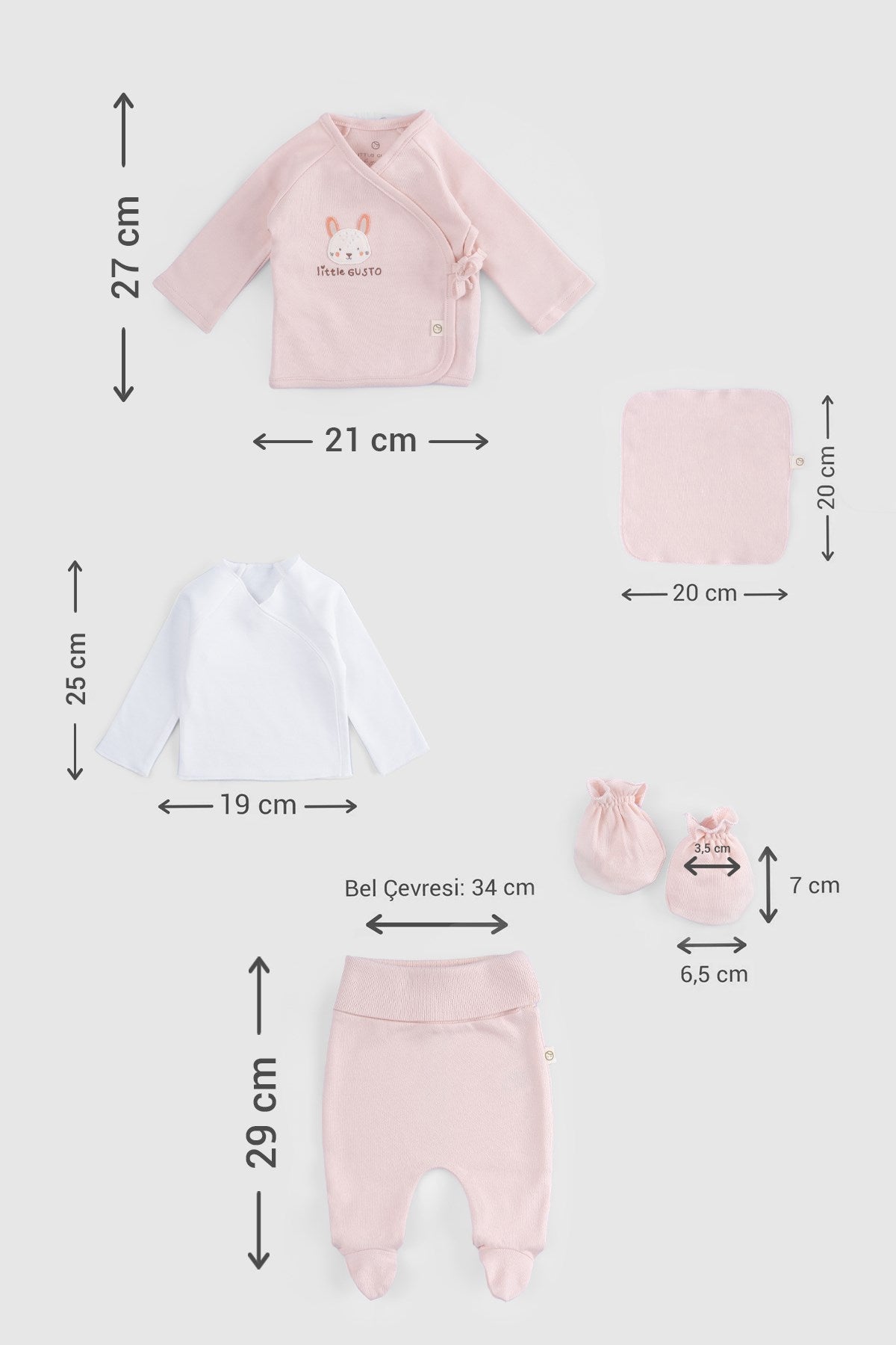 Organik Pamuk 10'lu Pembe Hastane Çıkış Seti - Riki Baby&Kids