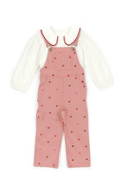 Patique SweetHearts Denim Salopet Set – Yumuşak Denim + Scallop Yakalı Gömlek