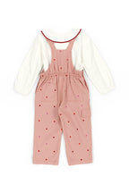 Patique SweetHearts Denim Salopet Set – Yumuşak Denim + Scallop Yakalı Gömlek