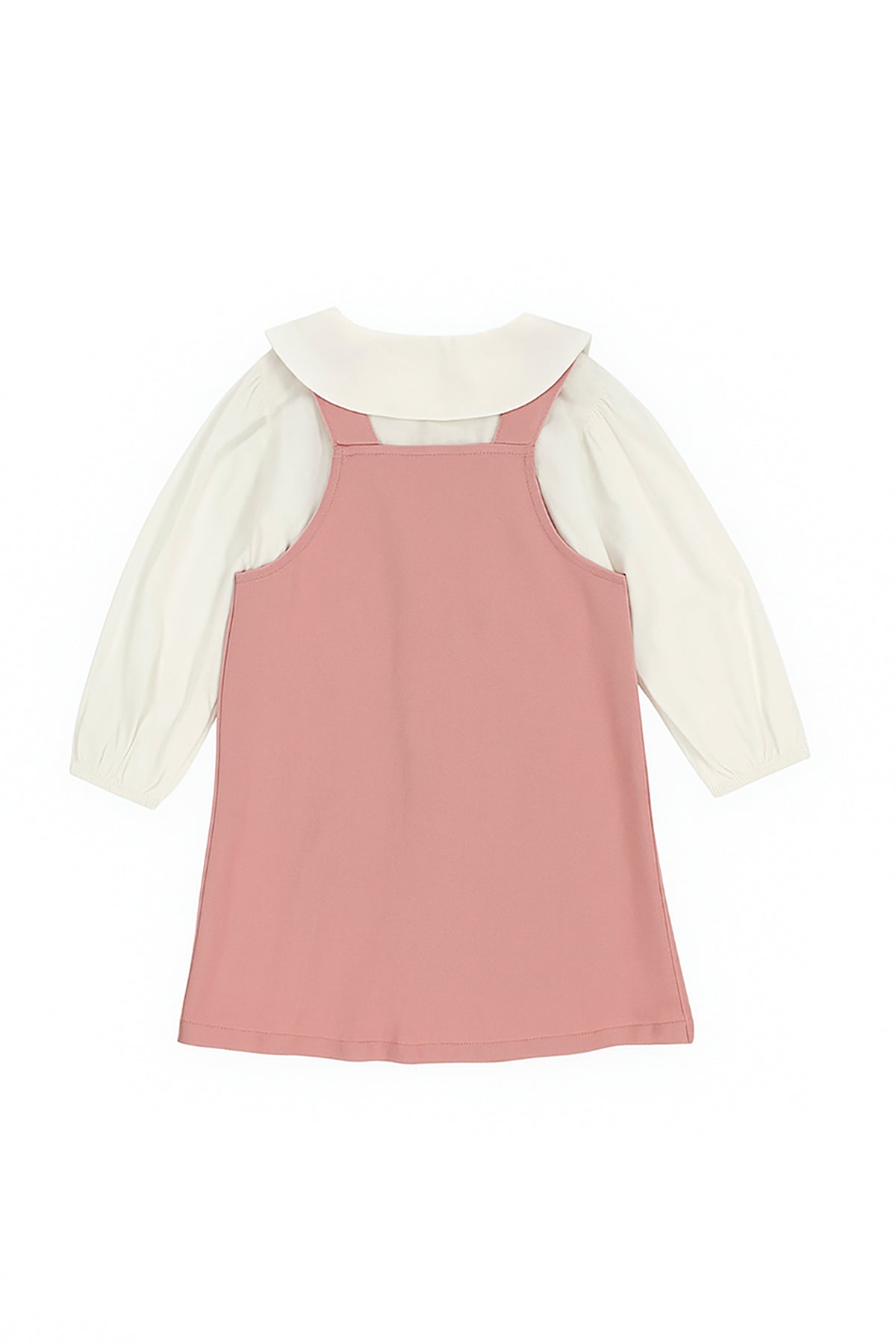 Patique Heartline Pinafore Set – Yumuşak Dokulu Jile + Geniş Yakalı Gömlek