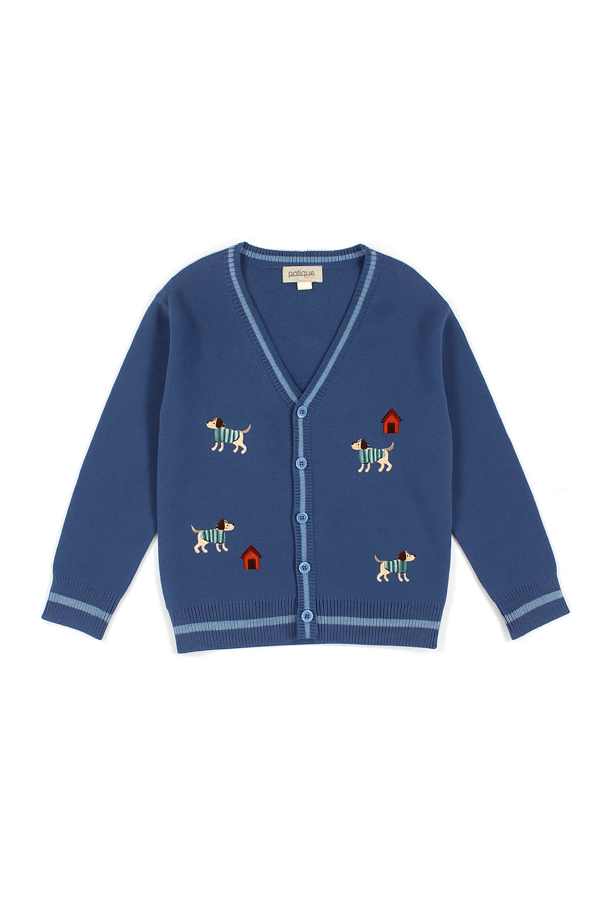 Patique Organik Pamuk Puppy Dreams 3’lü Set – (Nakışlı Hırka + T-Shirt + Gabardin Pantolon)
