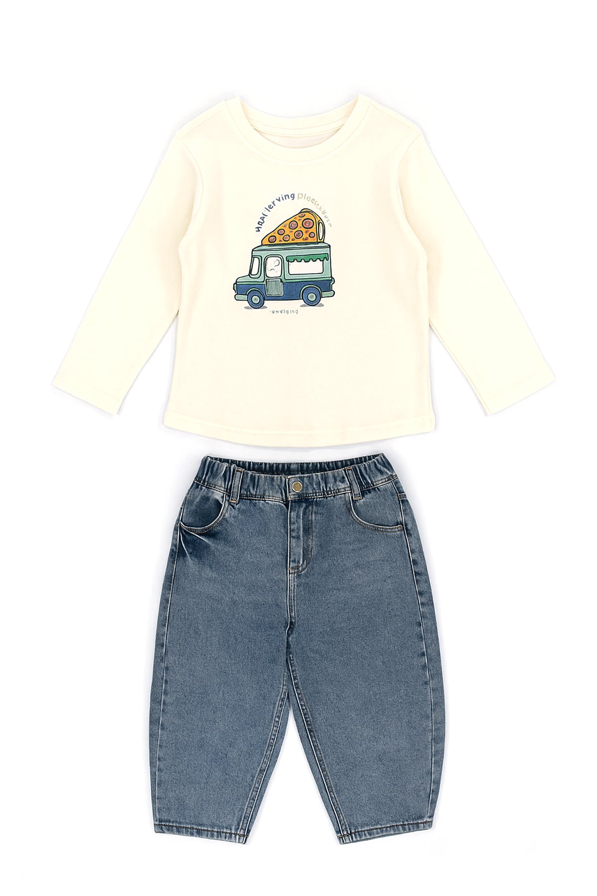 Patique Organik Pamuk 3’lü Soft Comfort Set – (Hırka + T-Shirt + Slouchy Pantolon)