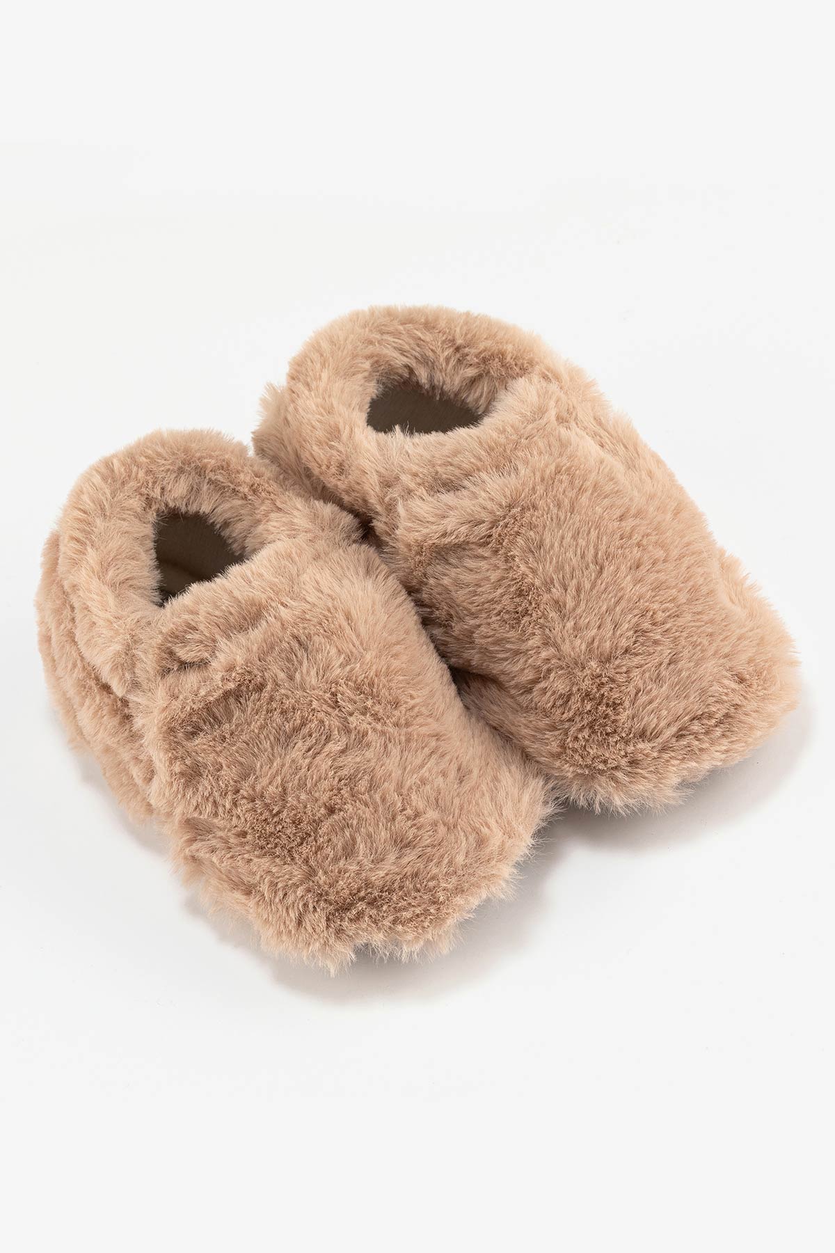 HopFrög Furry Furry Bej Kürk Barefoot Patik - Riki Baby&Kids