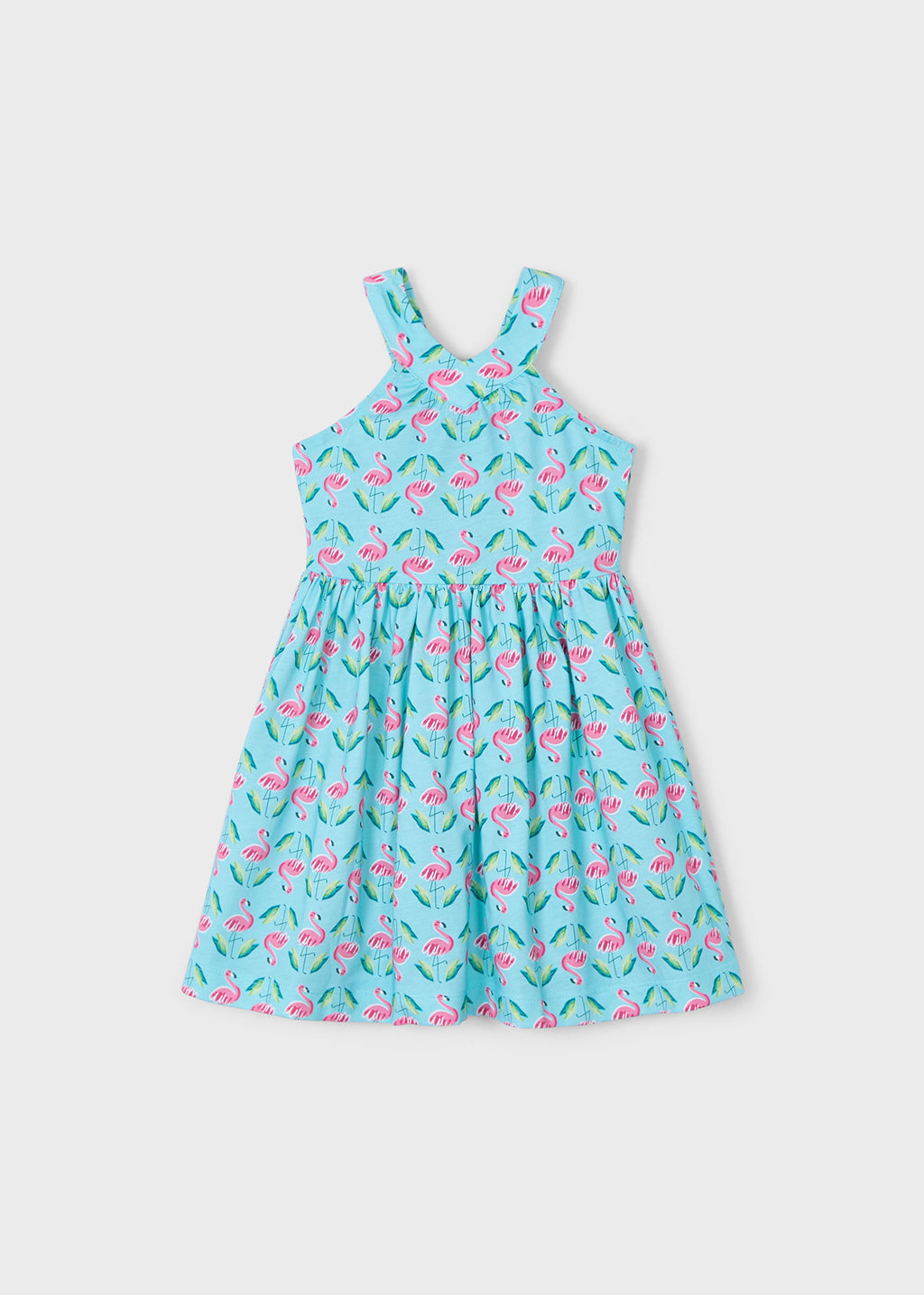 Mayoral 3938 Kız Çocuk Halter Yaka Flamingo Elbise