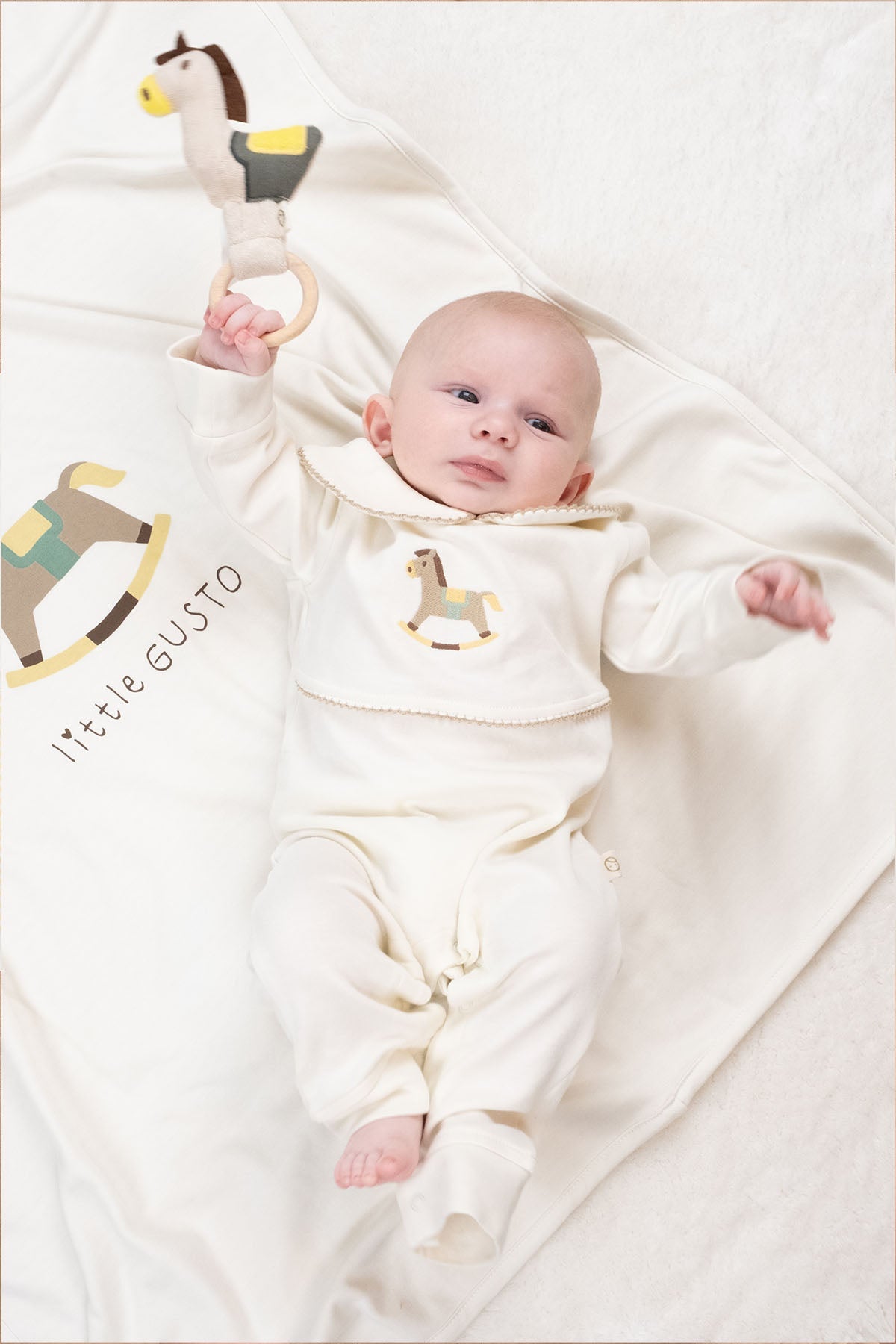 Organik Pamuk Bebe Yakalı Tulum Playtime Tay Nakışlı