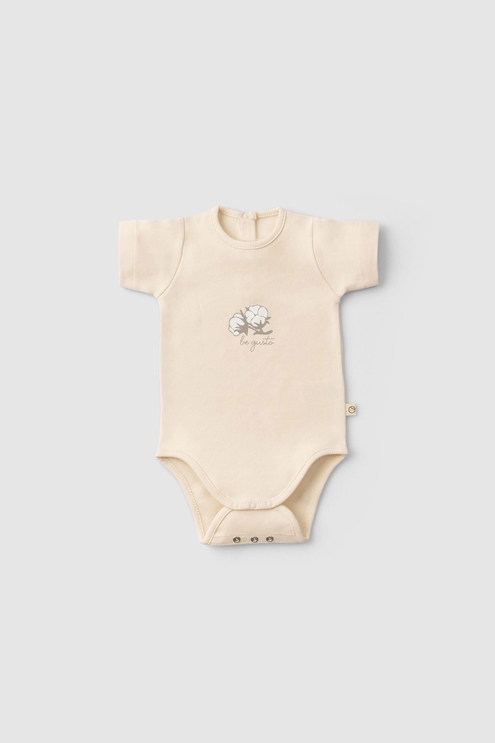2'li Kısa Kollu Organik Pamuk Bebek Body Seti Küçük Pamuk Desenli - Riki Baby&Kids