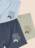 Natuline 3508 Organik Pamuklu Erkek Çocuk Likralı Boxer Game Over 3'lü Paket