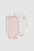 2'li Organik Pamuk Ayarlanabilir Pembe - Ekru Çıtçıtlı Atlet