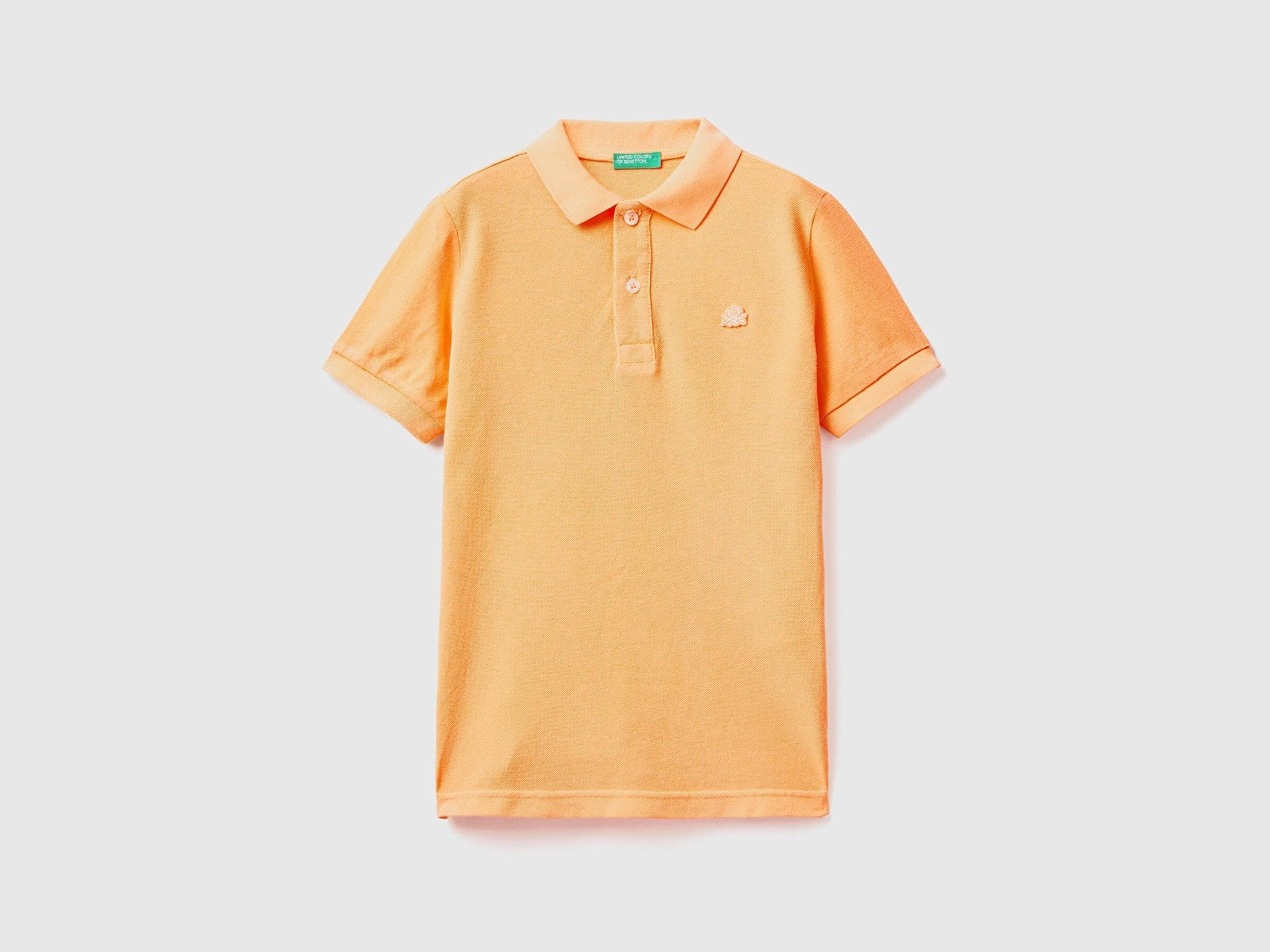 Benetton Polo Yaka Logolu Pamuk Turuncu Tişört