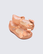 Mini Melissa Ultragirl Fly Baby kelebek aplikeli simli altın bebek ayakkabısı