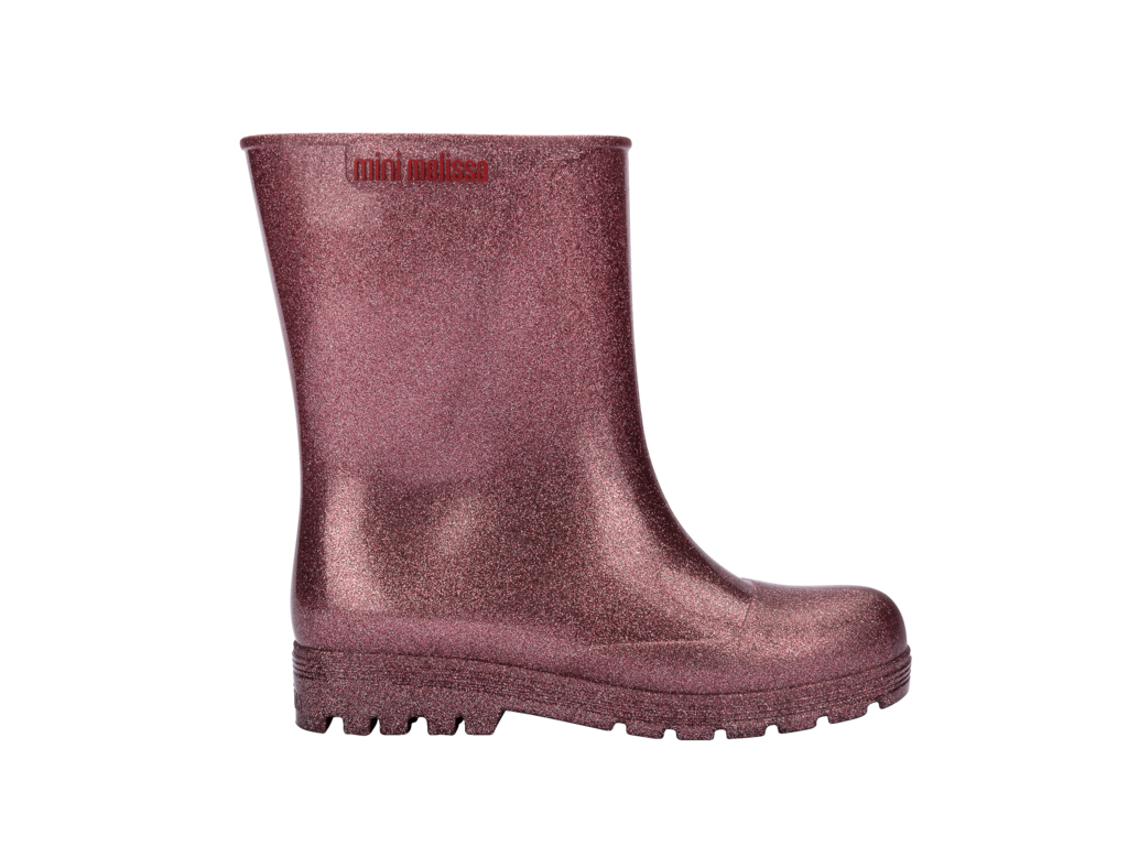 Mini Melissa Welly INF Glitter Pink kız çocuk yağmur çizmesi – parlak pembe su geçirmez çizme