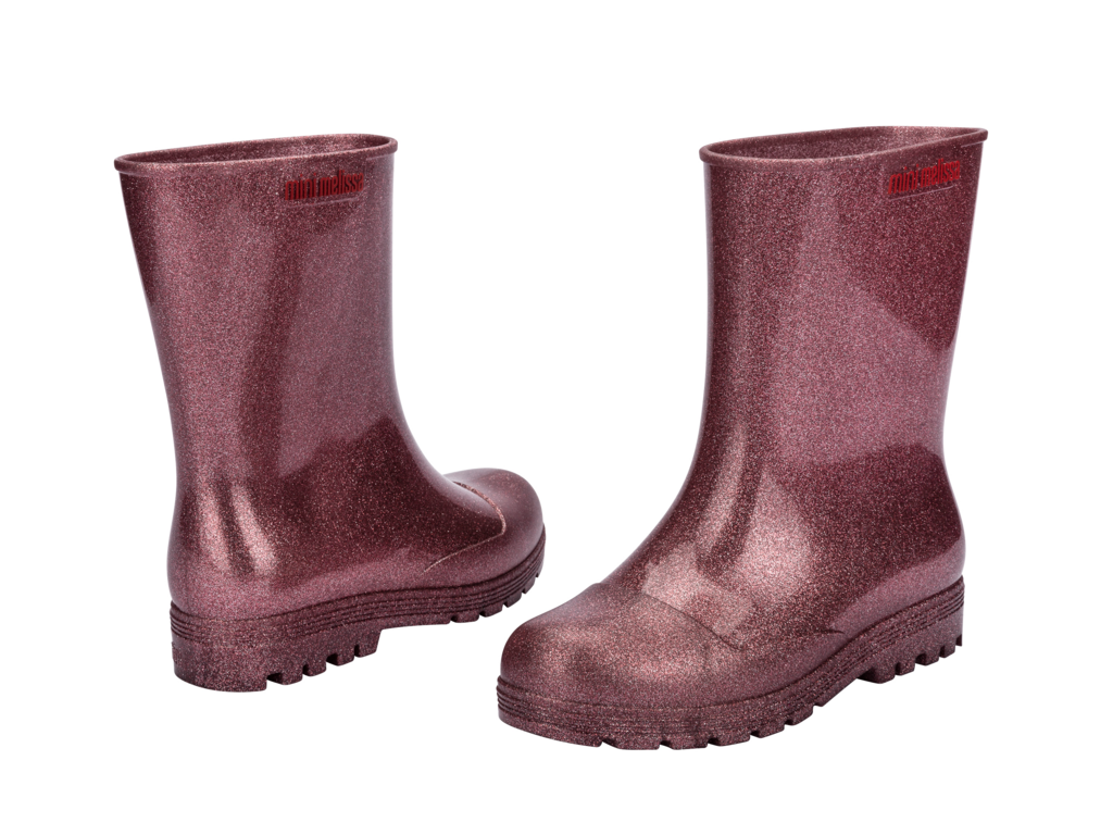 Çocuklar için şık yağmur botu – Mini Melissa glitter pink su geçirmez çizme