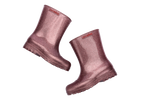 Mini Melissa Welly INF kız çocuk yağmur botu üstten ve çapraz açı parlak simli yüzey tasarımı