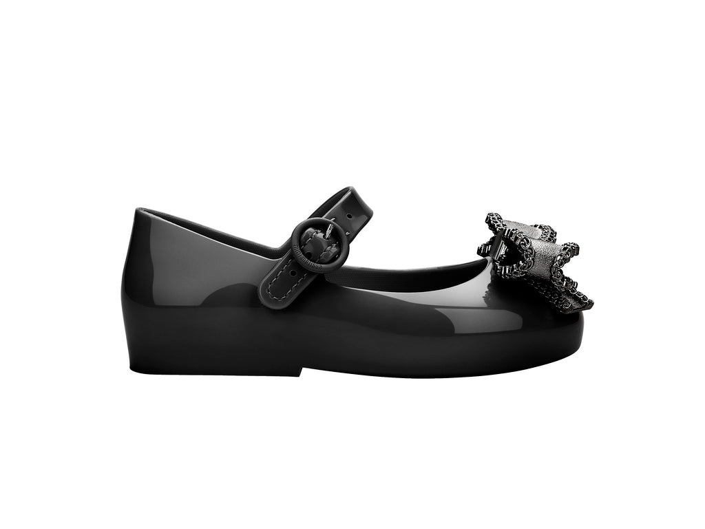 Mini Melissa Sweet Love IV Metalik Fiyonklu Siyah Ayakkabı
