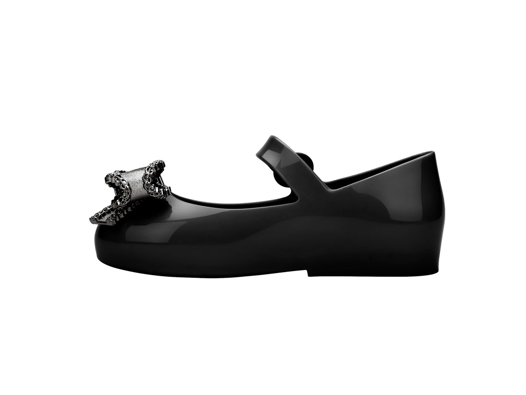 Mini Melissa Sweet Love IV Metalik Fiyonklu Siyah Ayakkabı