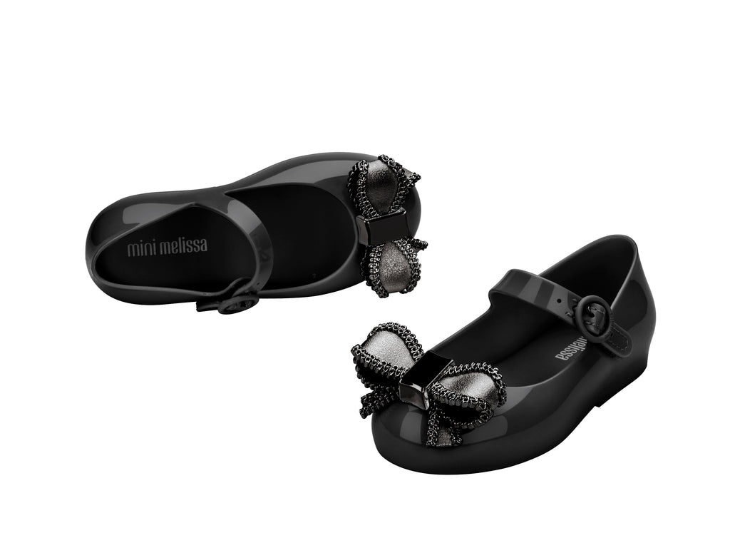 Mini Melissa Sweet Love IV Metalik Fiyonklu Siyah Ayakkabı