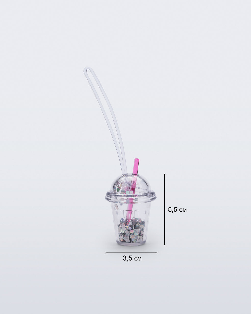 Melissa Drink Charm holografik sim dolu şeffaf polikarbon bardak tasarımlı çanta süsü ölçülü görünüm