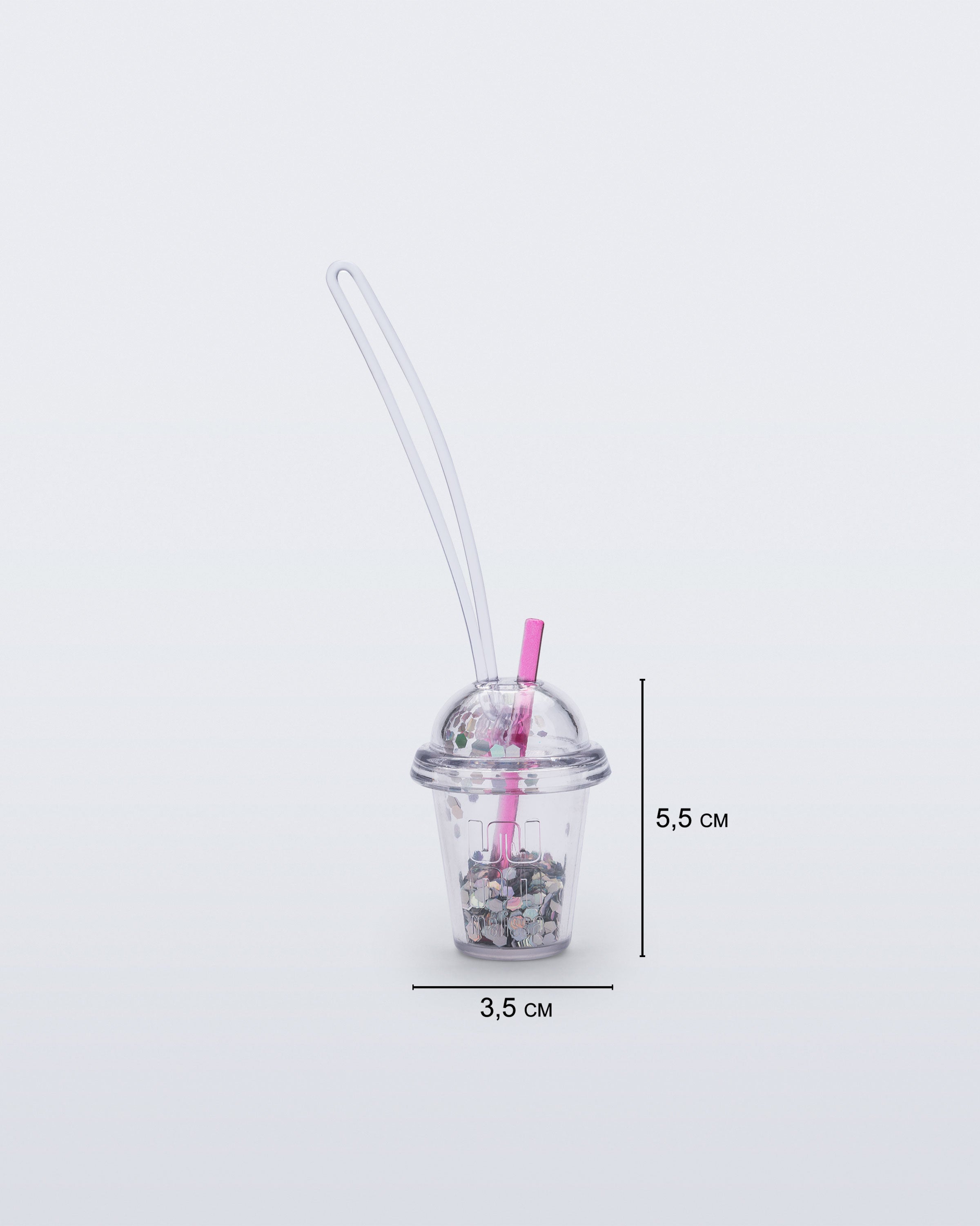 Melissa Drink Charm holografik sim dolu şeffaf polikarbon bardak tasarımlı çanta süsü ölçülü görünüm