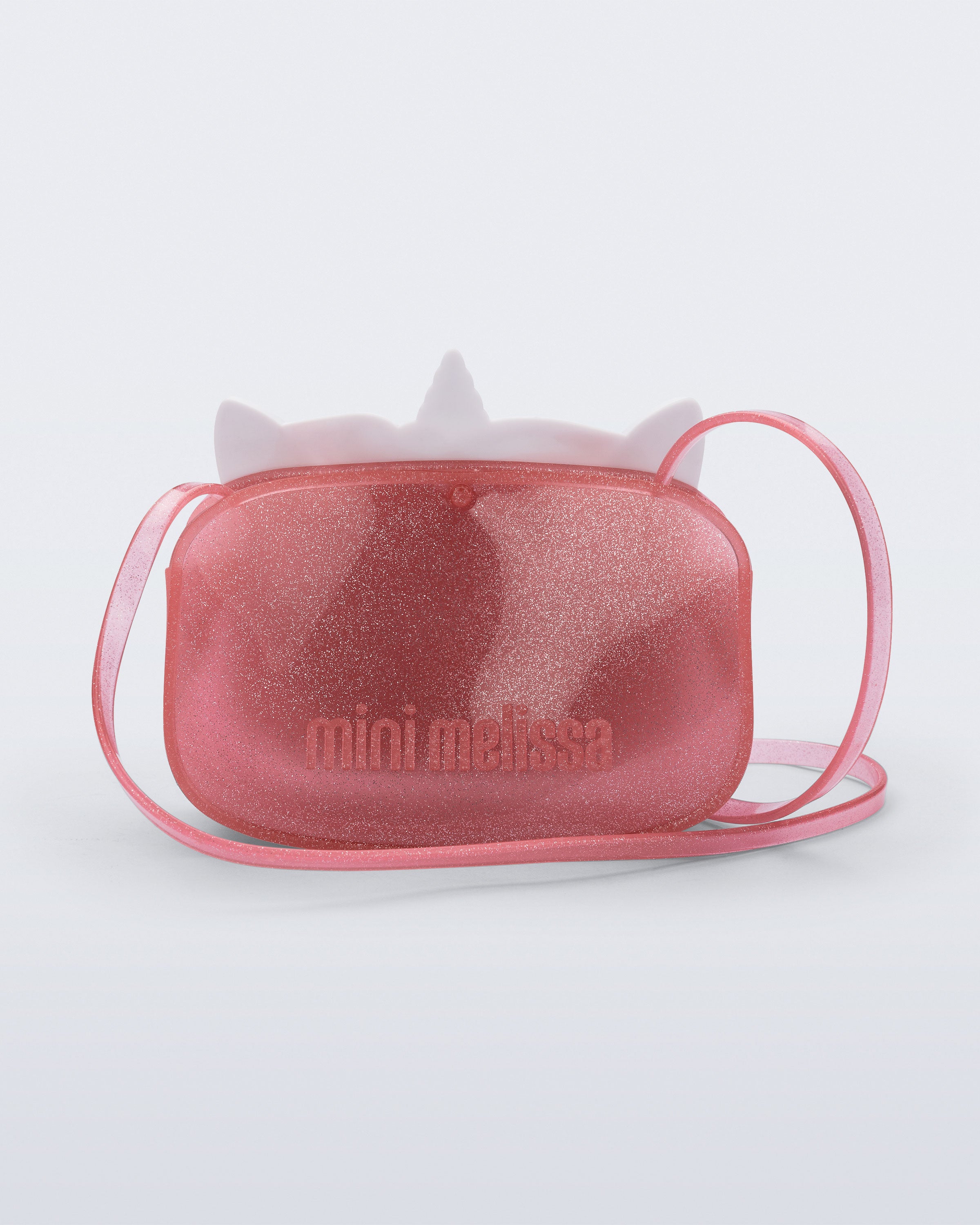 Mini Melissa Dreamy Uni Bag simli pembe arka yüz Mini Melissa logosu